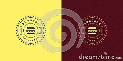 Burger logo vector illustration hamburger silhouette good for restaurant menu and cafe badge Vector Illustration