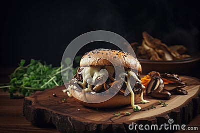 burger made with a grilled portobello mushroom Stock Photo