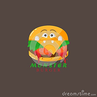 Burger - a monster. Illustration for printing on a T-shirt Stock Photo