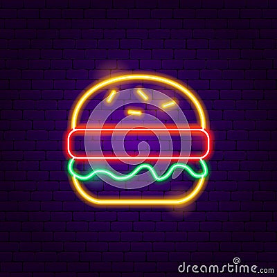 Burger Neon Sign Vector Illustration