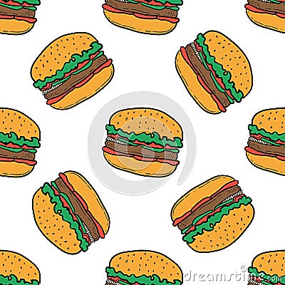 Burger pattern on white background Vector Illustration