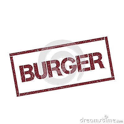 Burger rectangular stamp. Vector Illustration