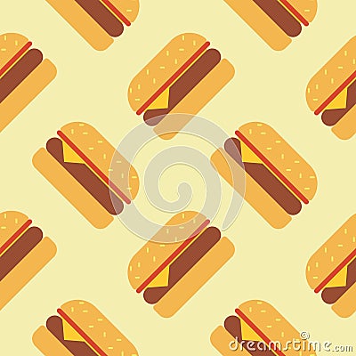 Burger Seamless Pattern Background Vector Design Isolated on Color Background Vector Illustration