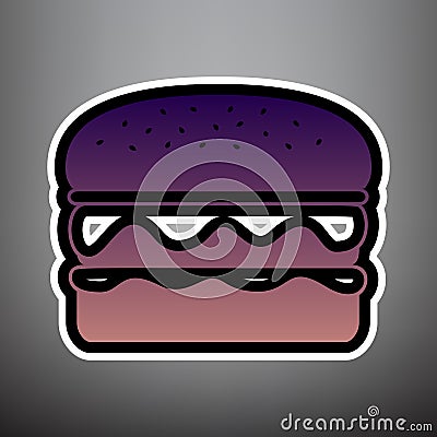 Burger simple sign. Vector. Violet gradient icon with black and Vector Illustration