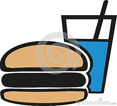 Burger and Softdrink cartoon style Stock Photo