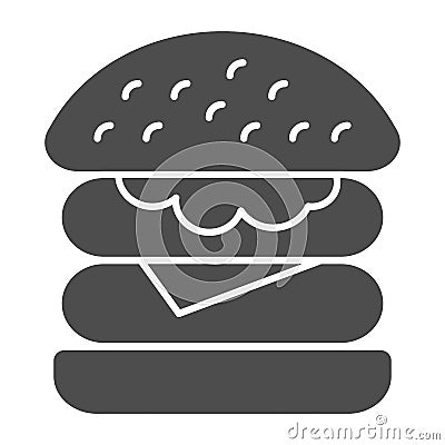 Burger solid icon. Fast food vector illustration isolated on white. Hamburger glyph style design, designed for web and Vector Illustration