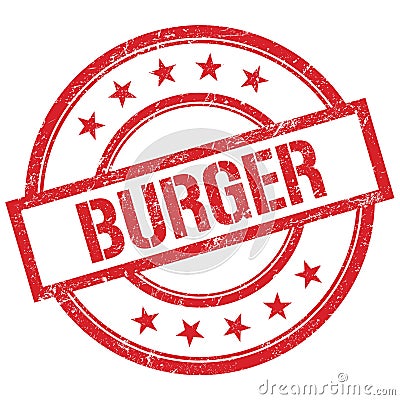 BURGER text written on red vintage stamp Stock Photo