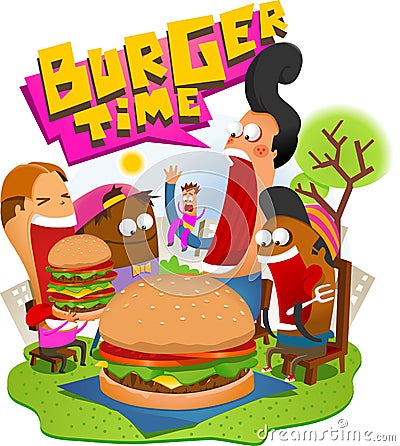 Burger Time Vector Illustration