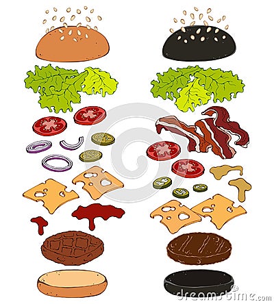 Burgers colorful Vector Illustration