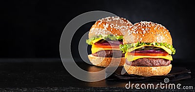 Burgers hamburgers cheeseburgers Stock Photo