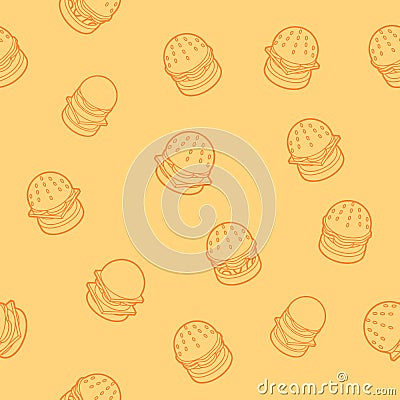 Burgers outline isometric pattern Vector Illustration