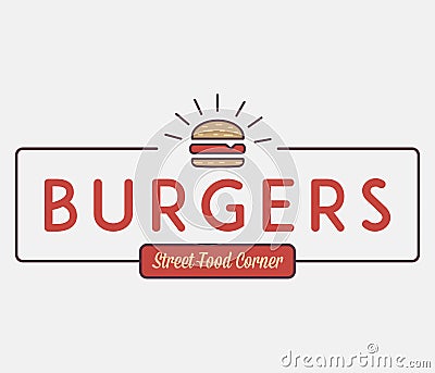 Burgers street food corner Cartoon Illustration