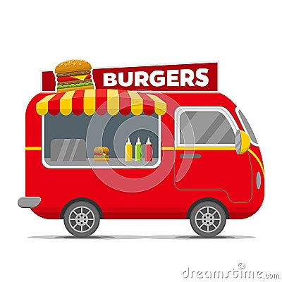 Burgers street food vector caravan trailer Vector Illustration