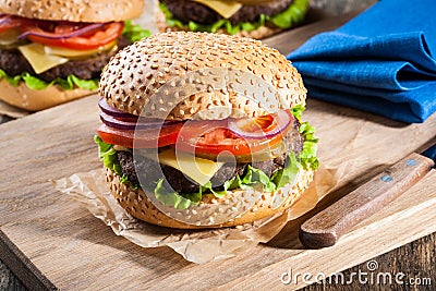 Burgers on the table Stock Photo