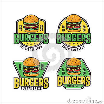 Burgers vector design logo collection set Vector Illustration