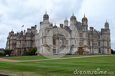 Burghley House, Stamford, Lincolnshire. Burghley is one of the largest and grandest surviving English houses of the sixteenth cent Editorial Stock Photo