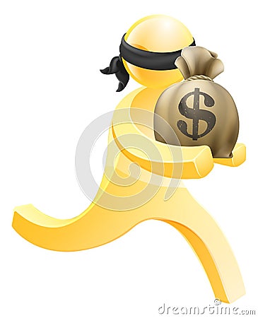 Burglar or thief running with sack of money Vector Illustration