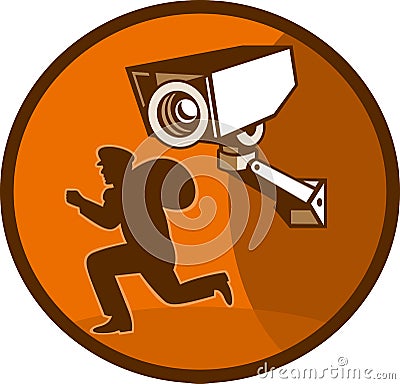 Burglar thief surveillance camera Stock Photo