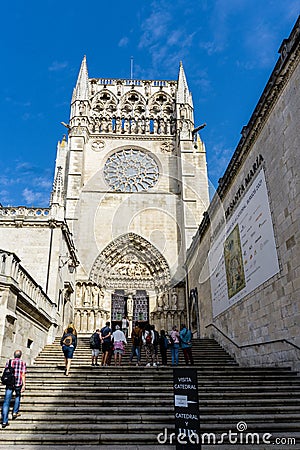 Burgos, Spain - August 25, 2021. Iglesia Catedral Metropolitana de Santa MarÃ­a is a cathedral temple of Catholic worship Editorial Stock Photo