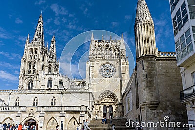 Burgos, Spain - August 25, 2021. Iglesia Catedral Metropolitana de Santa MarÃ­a is a cathedral temple of Catholic worship Editorial Stock Photo