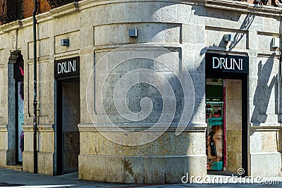 Burgos, Spain - August 25, 2021. Logo and facade of Druni, a Spanish perfume chain Editorial Stock Photo