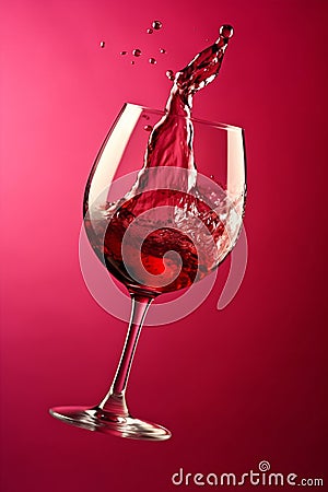 glass background wine gradient party luxury alcohol closeup liquid red drink. Generative AI. Stock Photo