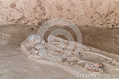 burial skeleton human bones from ancient grave Stock Photo