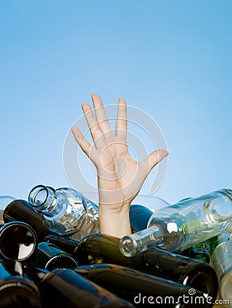 Buried in bottles Stock Photo