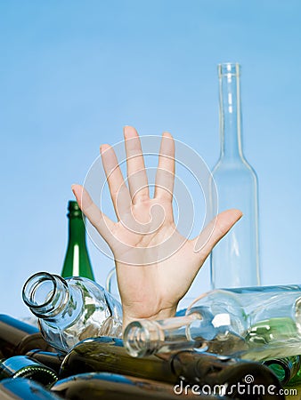 Buried in bottles Stock Photo