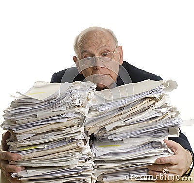 Buried in papers Stock Photo