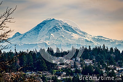 Burien Mountain And Homes 3 Stock Photo