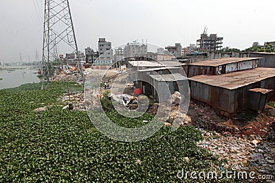 Buriganga river pollution at Dhaka Editorial Stock Photo