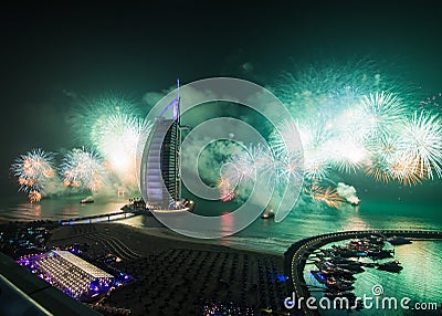 Burj al arab new years eve celebration Editorial Stock Photo