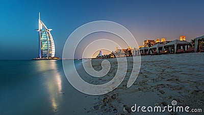 Burj Al Arab at sunset with luxury beach view Editorial Stock Photo