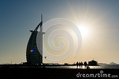 Burj al arab tower in the sunset, dubai, UAE Editorial Stock Photo