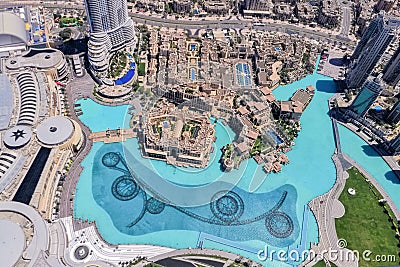 United Arab Emirates, Dubai, fountains seen from the top of burj khalifa Editorial Stock Photo