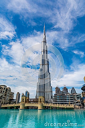 Burj Khalifa, vertical, Dubai, United Arab Emirates Editorial Stock Photo