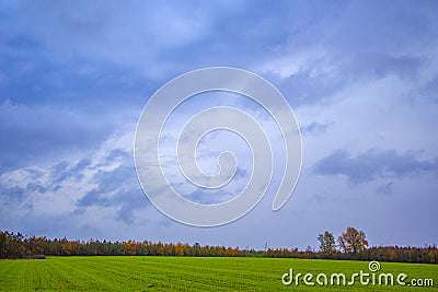 Farmland in the country with beautiful Fall vivid colors Stock Photo