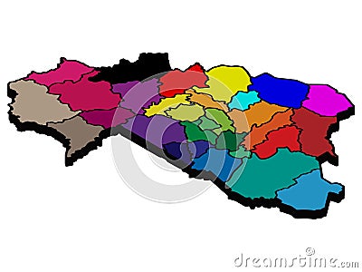 Burkina Faso Detailed Provinces Map 3D Vector Vector Illustration