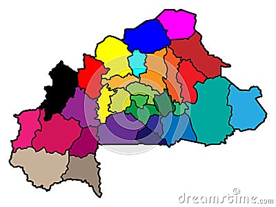 Burkina Faso Detailed Provinces Map 3D Vector Illustration