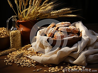 Spelt in a Burlap Sack Stock Photo