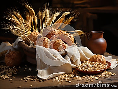 Spelt in a Burlap Sack Stock Photo