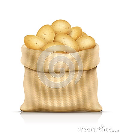 Burlap sack with potatos. Eps10 vector illustration. Vector Illustration