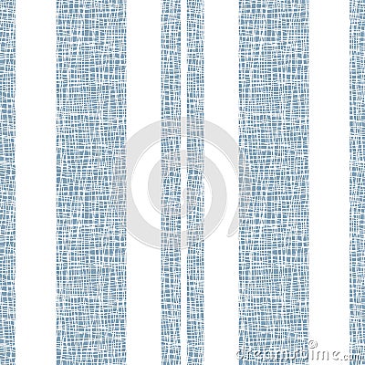Burlap textured stripe vector seamless pattern background. Vertical wide narrow stripes with coarse linen weave. Delft Vector Illustration