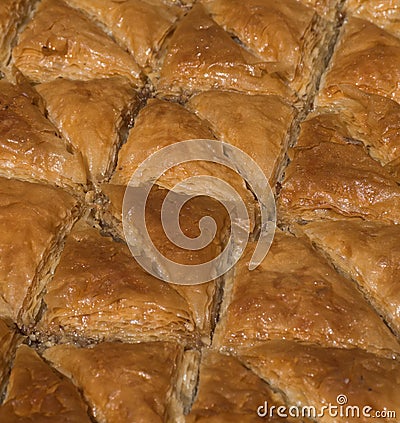 Burma baklava, turkish dessert sweet and traditional authentic specialty, baklava roll form Stock Photo