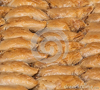 Burma baklava, turkish dessert sweet and traditional authentic specialty, baklava roll form Stock Photo