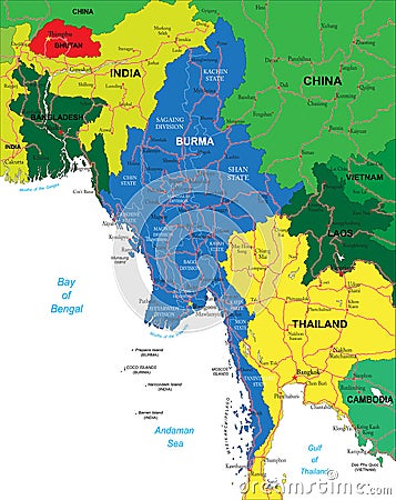 Burma Map Vector Illustration