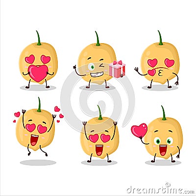 Burmese grapes cartoon character with love cute emoticon Vector Illustration