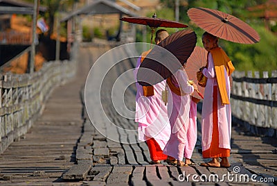 Burmese nuns. Editorial Stock Photo