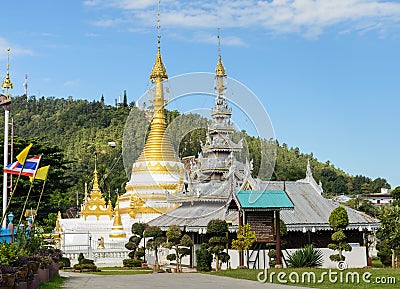 Burmese style temple in Mae Hong Son, Thailand Stock Photo